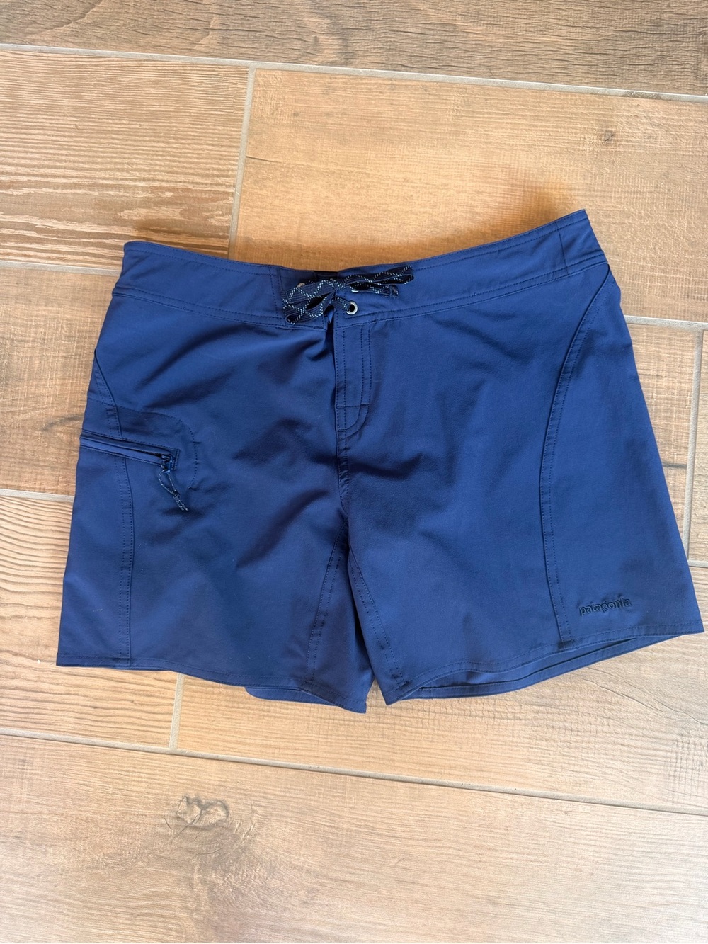Patagonia Women's Blue Boardshorts with Zip Pocket